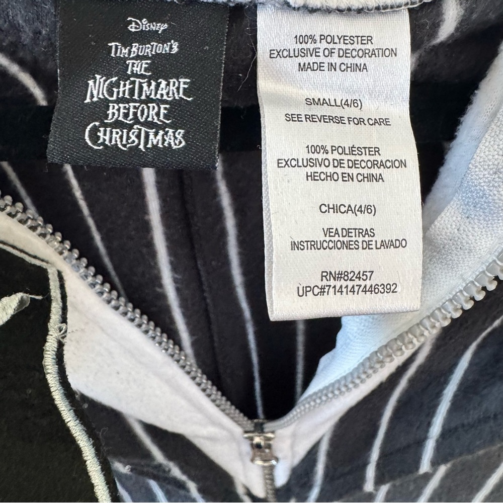 Disney Jack Skellington Onesie Jumpsuit Costume Pajamas Nightmare Christmas - Picture 6 of 11